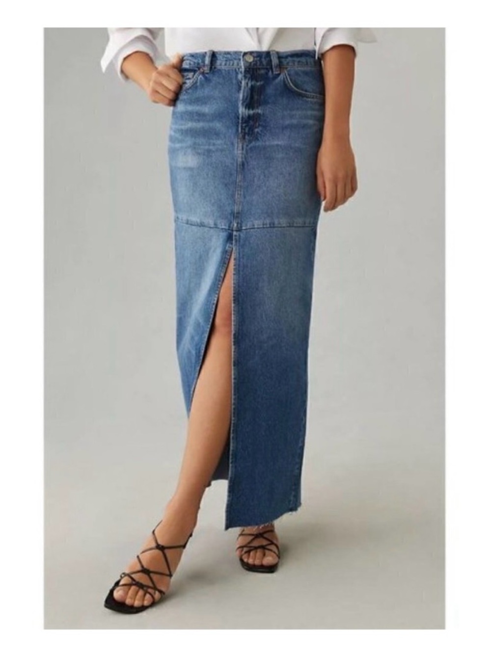 Reformation jeans Hemlock wash Tazz Denim Maxi Skirt - Picture 12 of 13